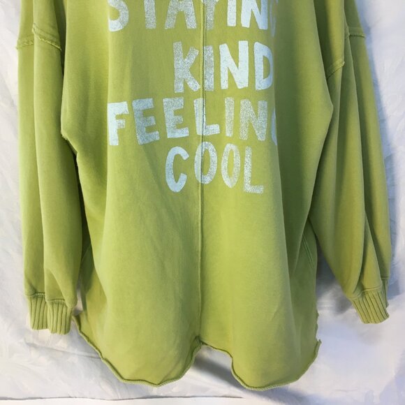 Aerie Lime Green Distressed Pullover Staying Kind Feeling Cool Sz XS Sweatshirt - Picture 5 of 16